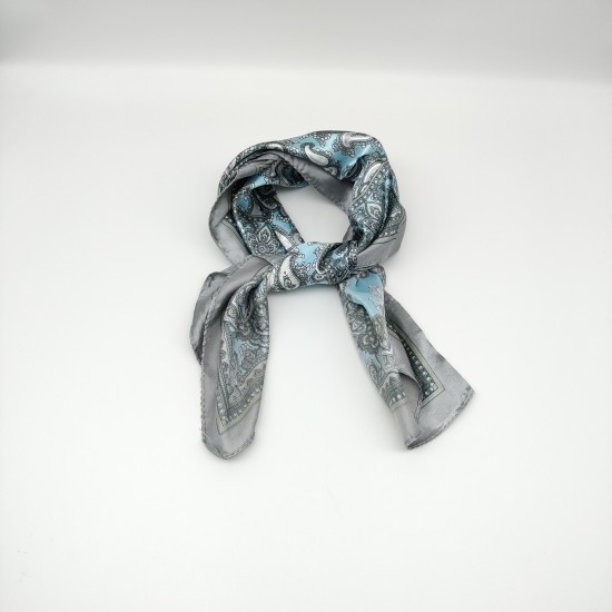 Small retro silk scarf in blue