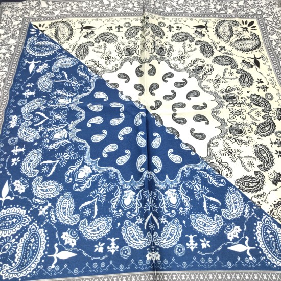 Navy blue vintage silk scarf