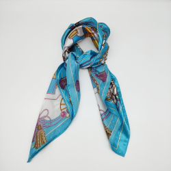 Small retro silk scarf in blue