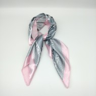 Small retro silk scarf in grey pink