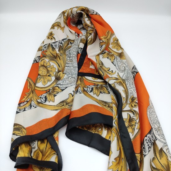 Orange Vintage Print Scarf