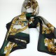 Dark green vintage printed silk scarf